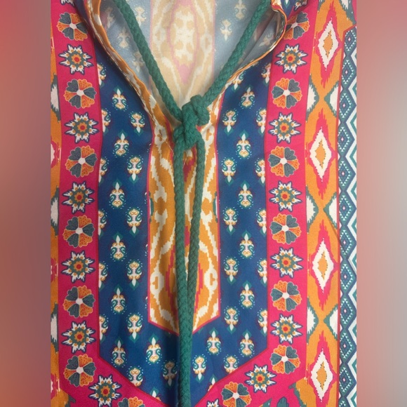 Urban CoCo Boho Print Tassel Toe Front Tunic Top/Dress size M Turquoise - Picture 12 of 14